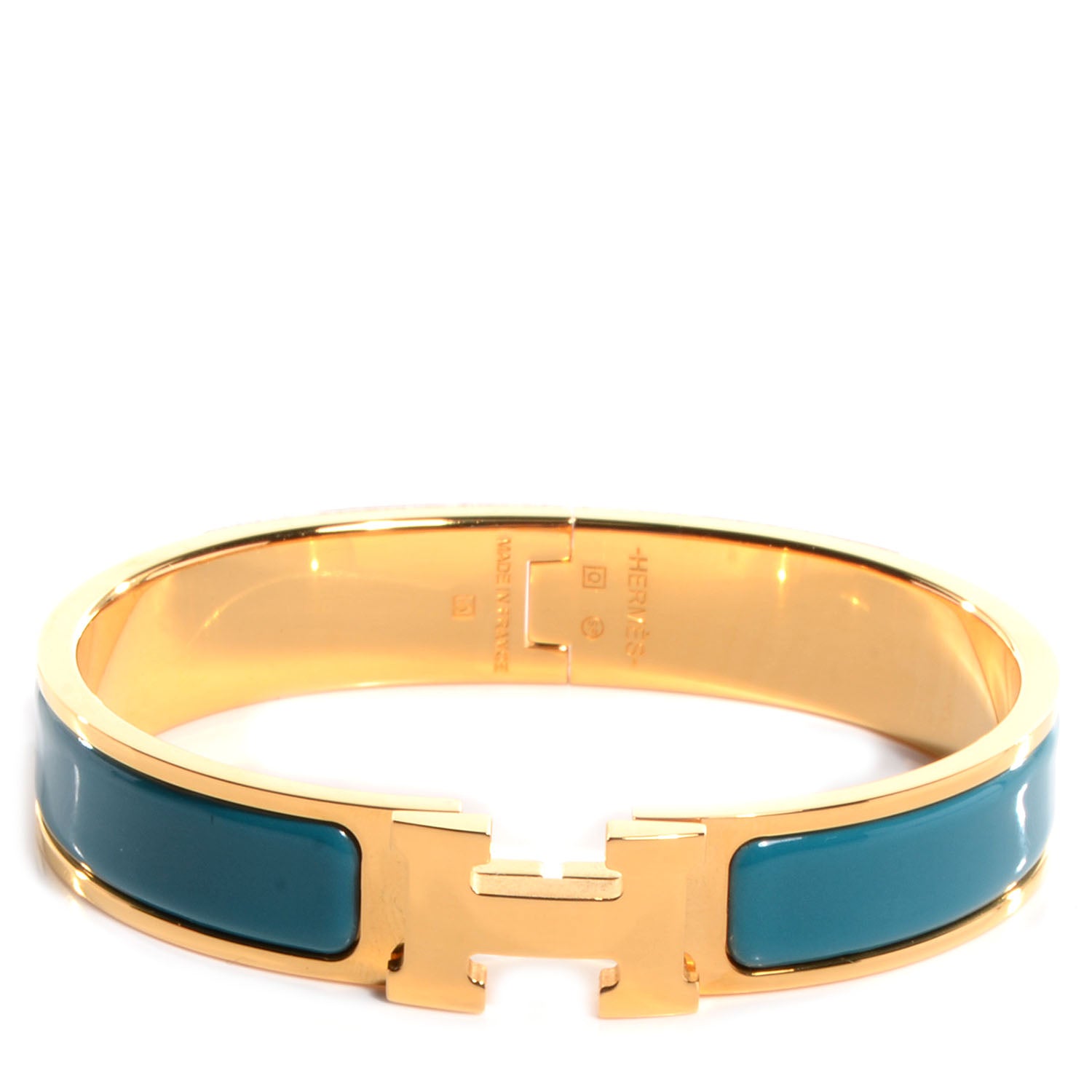 Hermes Narrow Enamel Clic Clac H Bracelet GM Bleu Indien 1 of 7