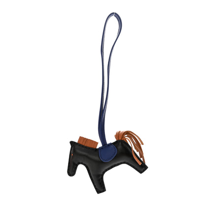 Hermes Milo Lambskin Grigri Rodeo Horse Bag Charm PM Black Bleu Saphir Gold 1 of 4