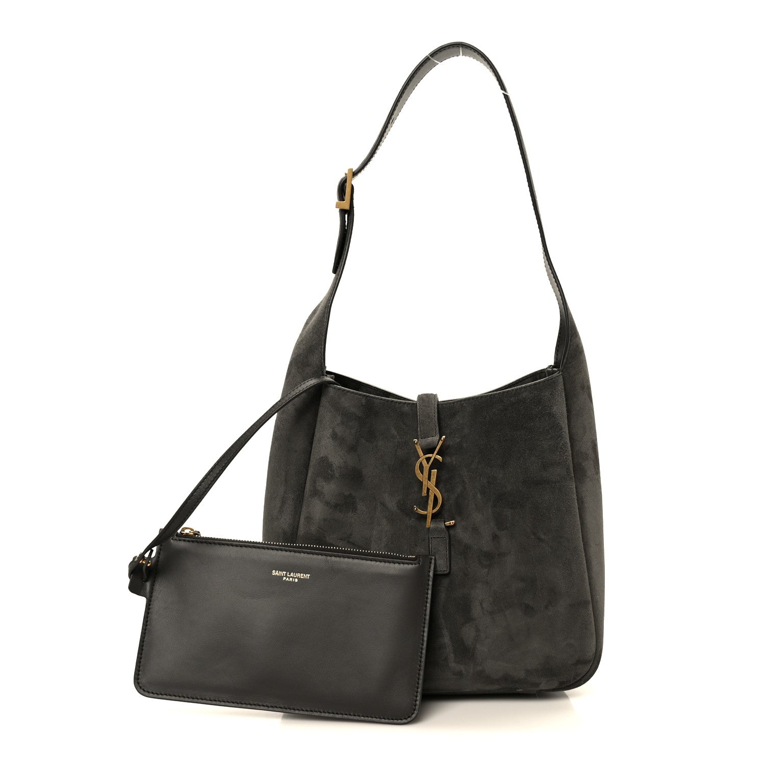 Saint Laurent Suede Small Le 5 A 7 Soft Hobo Urban Grey 3 of 14