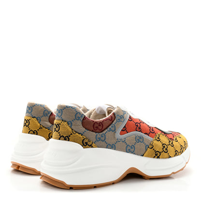 Gucci Monogram Multicolor Mens Rhyton Sneakers 10 Yellow Blue Great White Tabasco 4 of 10