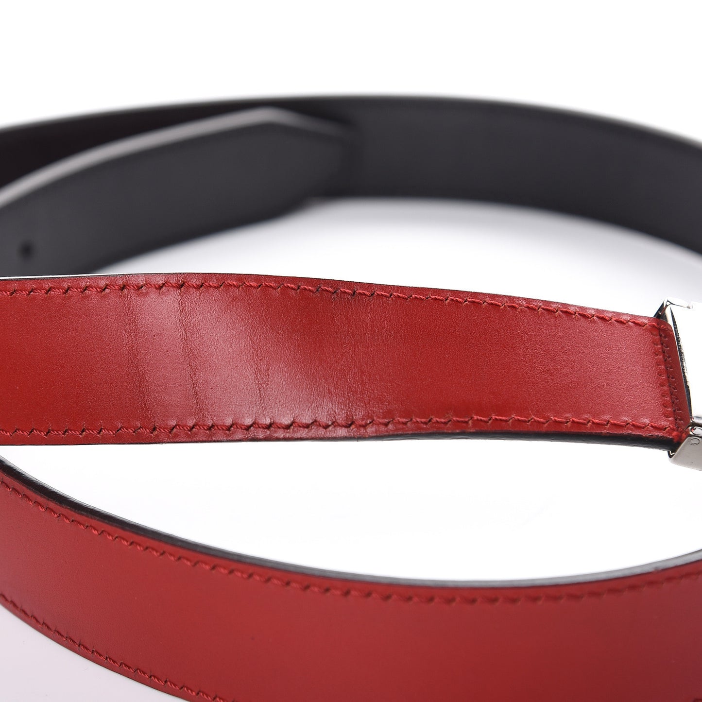 Vitello Monster Eyes Buckle Belt 100 40 Red Black