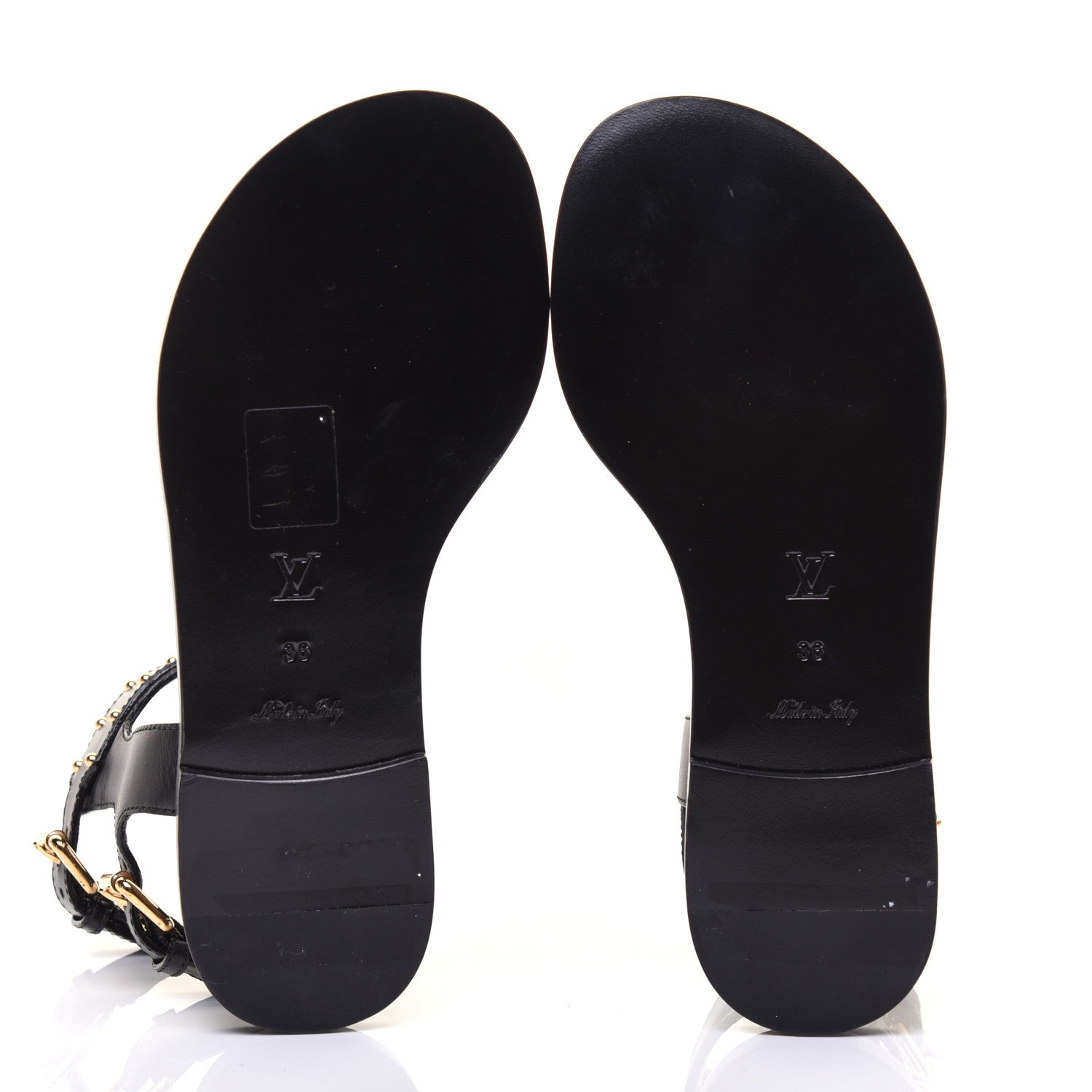 Louis Vuitton Calfskin Monogram Nomad Flat Sandals 36 Black 5 of 8