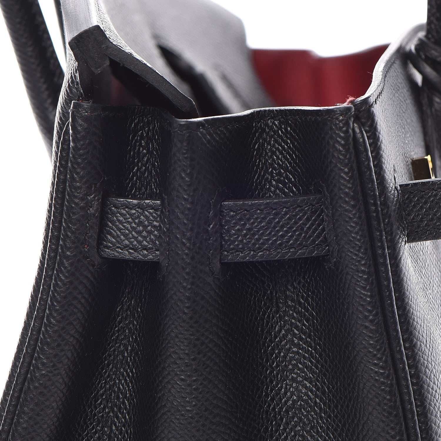 Hermes Epsom Horseshoe Birkin 25 Black Rouge Vif 30 of 36