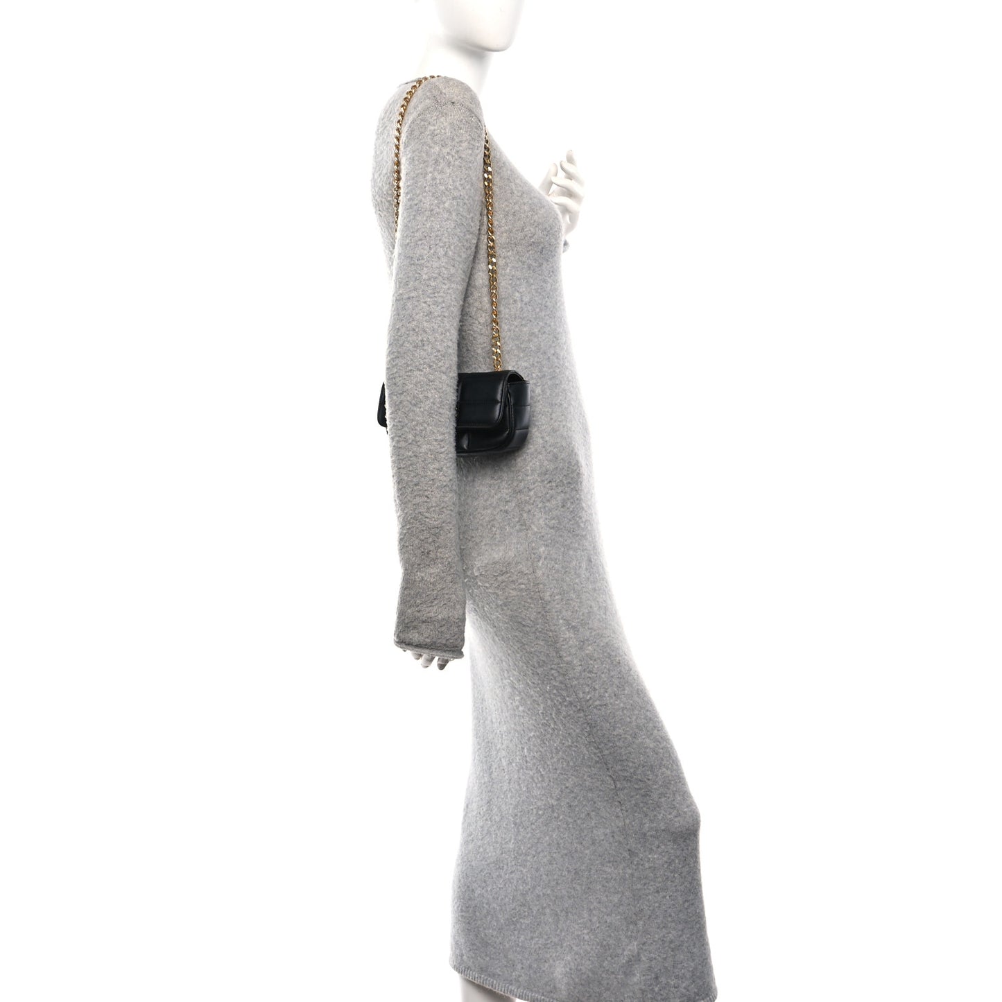 Goatskin Matelasse Mini Chain Shoulder Bag  Black