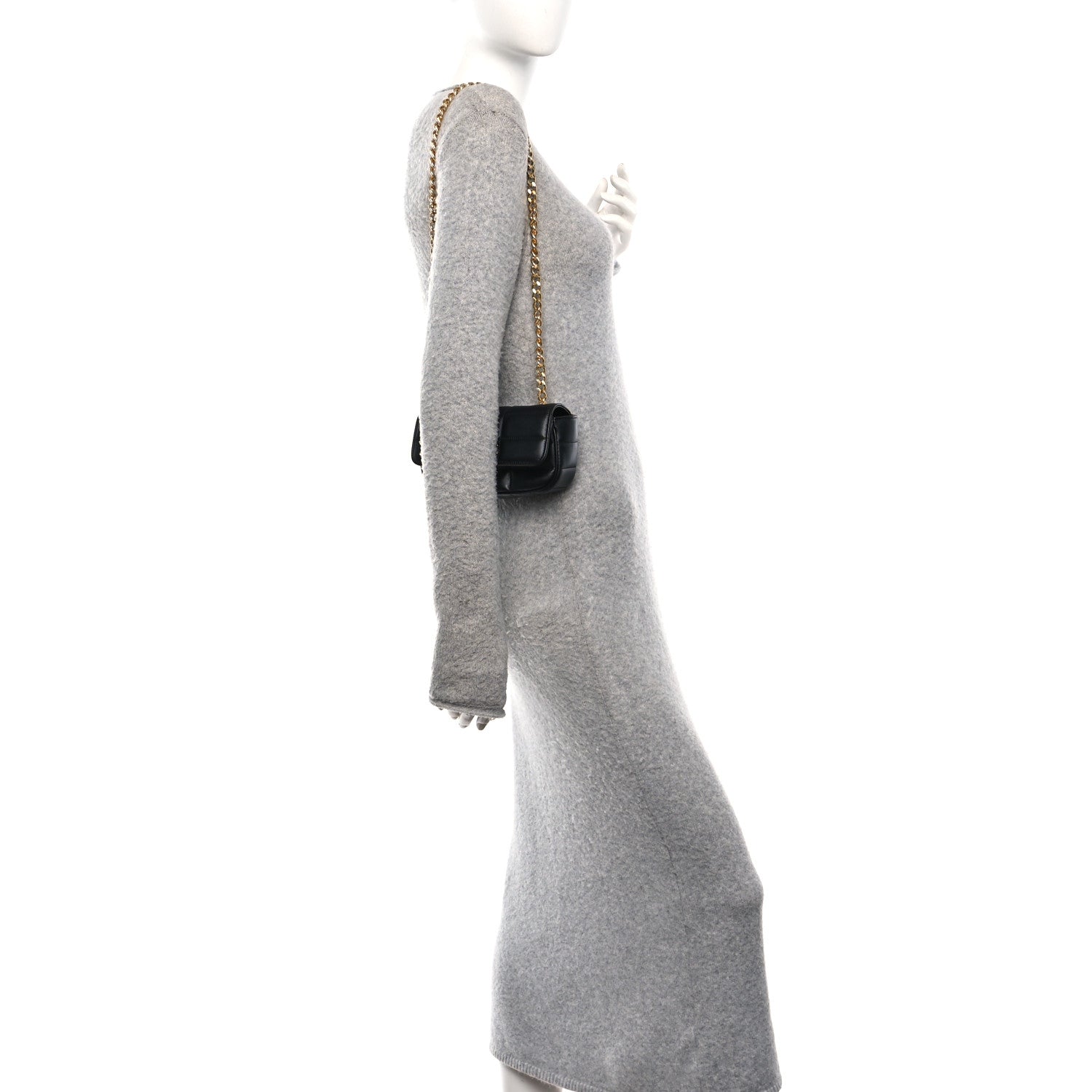 Celine Goatskin Matelasse Mini Chain Shoulder Bag  Black 2 of 9
