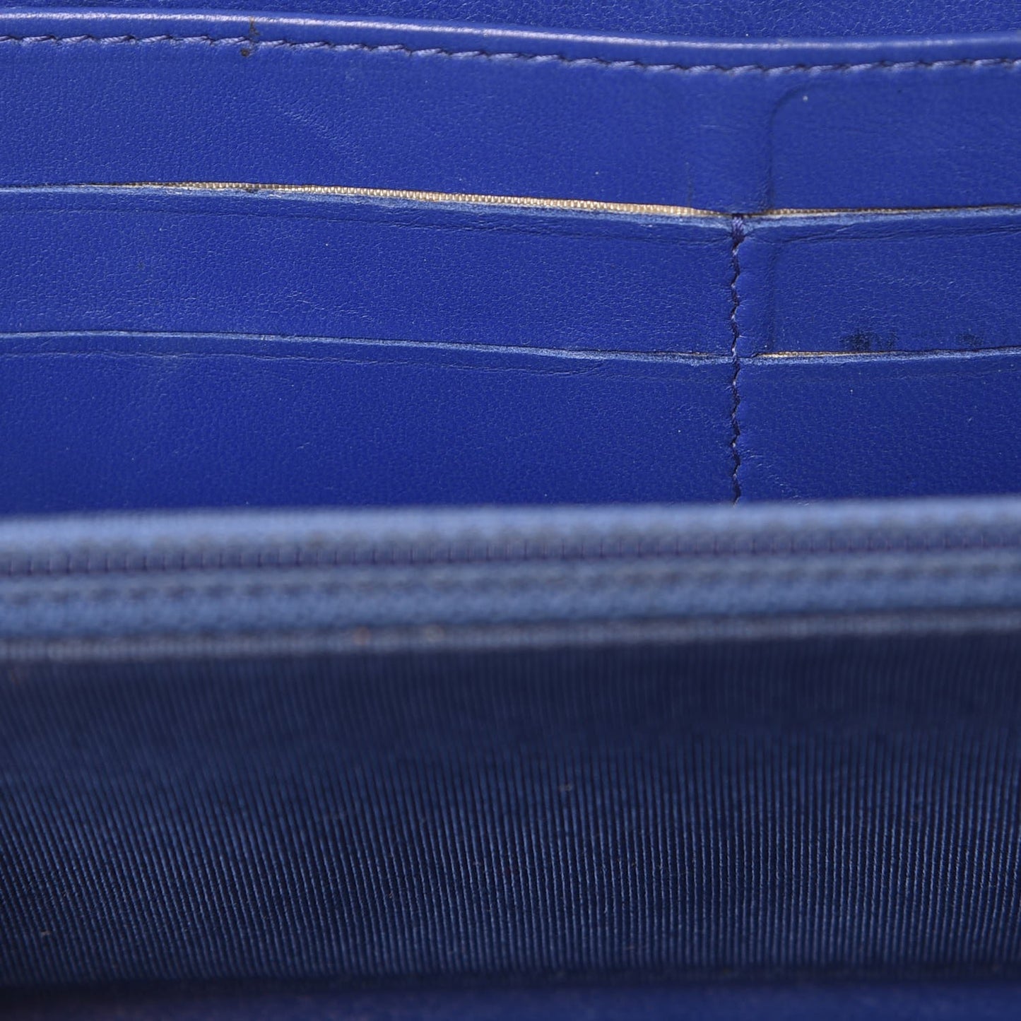 Lambskin Quilted Large Gusset Zip Around Wallet Blue