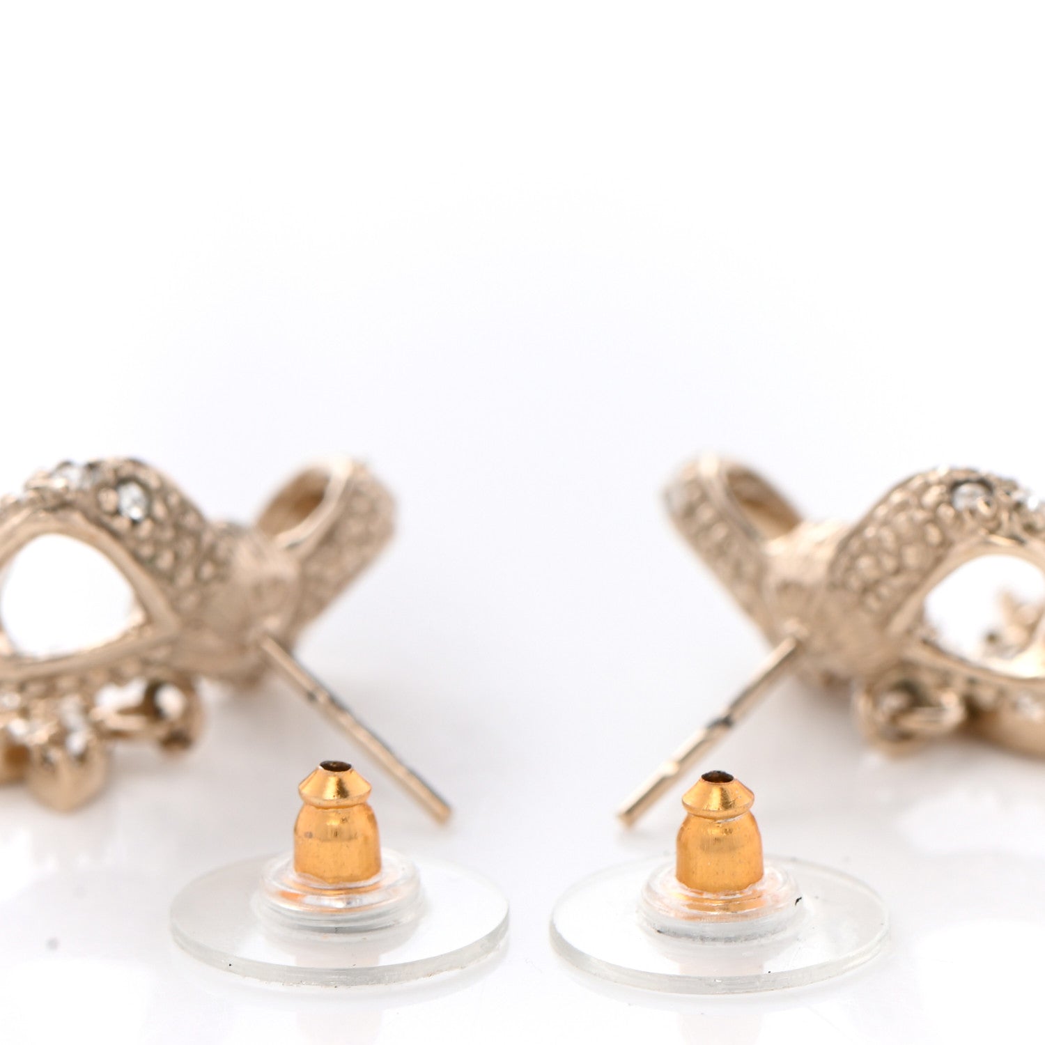 Chanel Crystal CC Bow Drop Earrings Gold 3 of 5