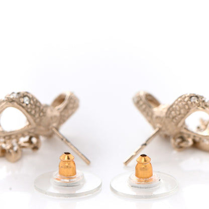 Chanel Crystal CC Bow Drop Earrings Gold 3 of 5