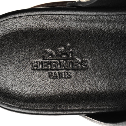 Hermes Calfskin Ellipse Sandals 37 Black 8 of 10