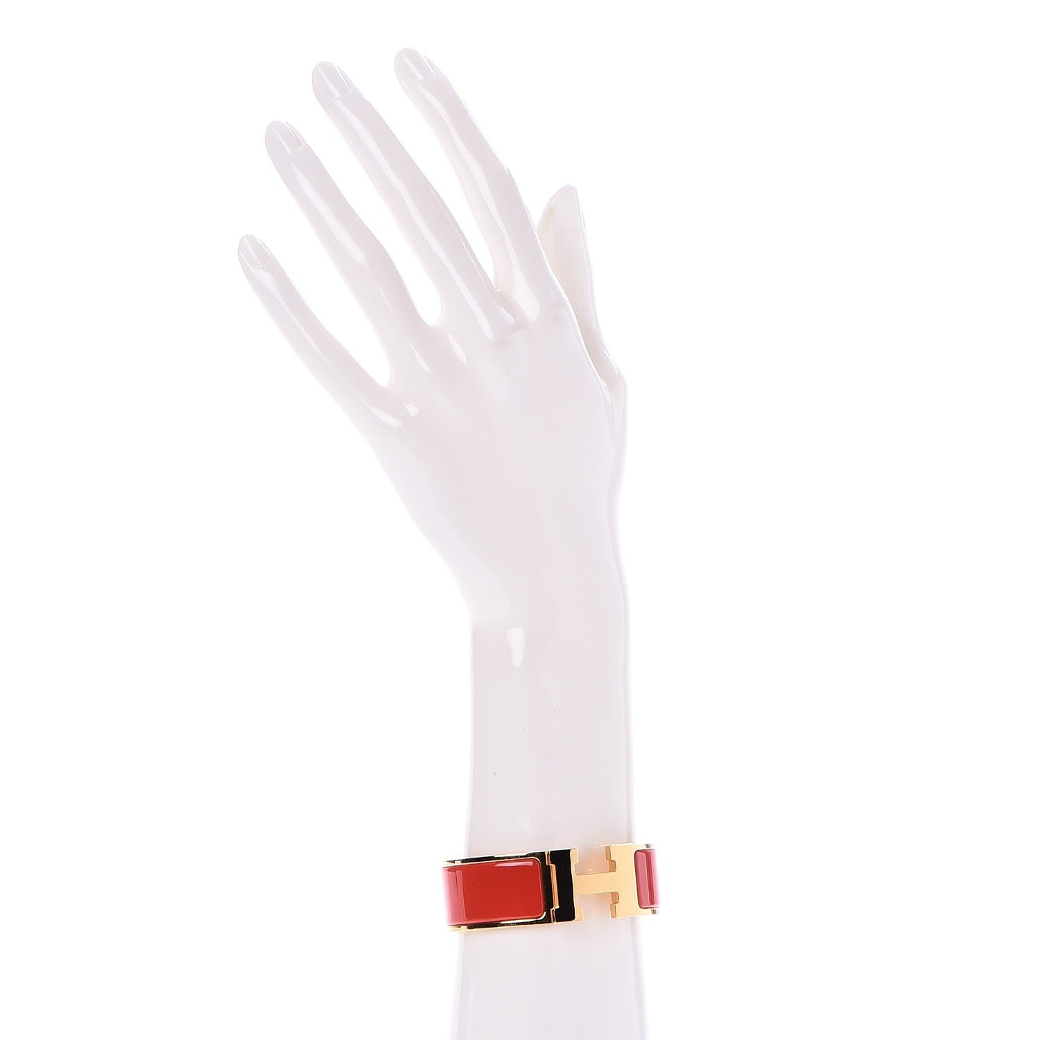 Hermes Enamel Wide Clic Clac H Bracelet PM Red 2 of 5