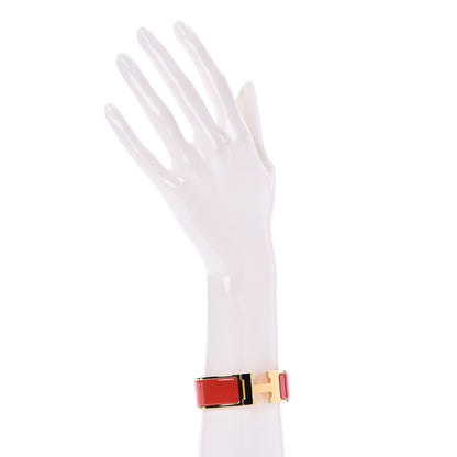 Hermes Enamel Wide Clic Clac H Bracelet PM Red 2 of 5