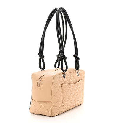 Chanel Calfskin Quilted Large Cambon Bowler Beige Black 3 of 12