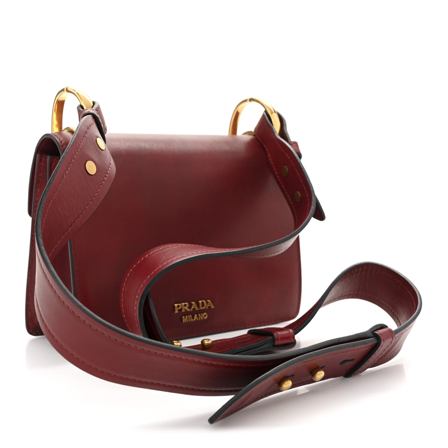 Prada Antic Soft Padlock Shoulder Bag Granato 3 of 10