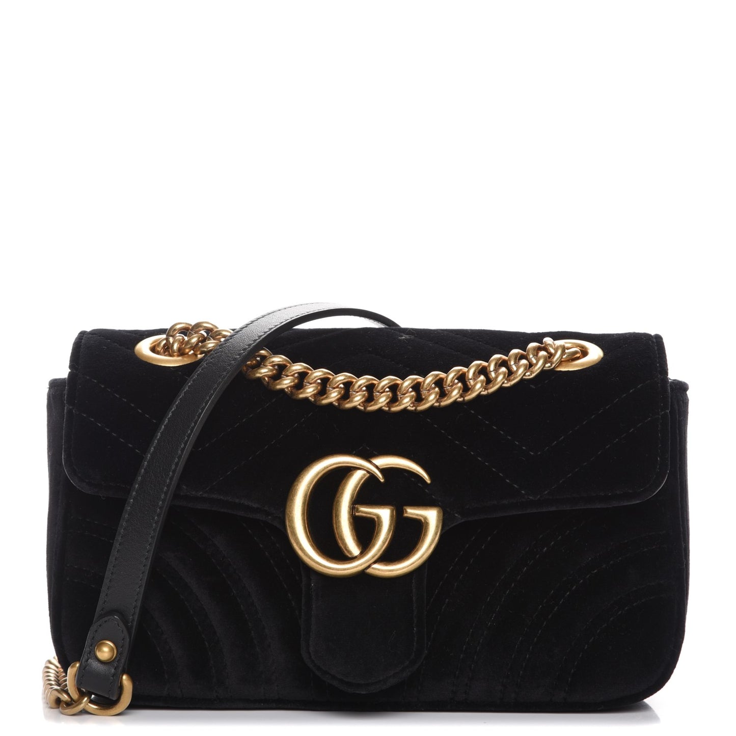 Velvet Matelasse Mini GG Marmont Shoulder Bag Black