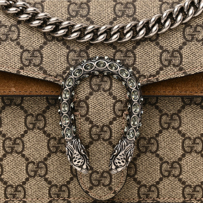 Gucci GG Supreme Monogram Suede Crystal Small Dionysus Shoulder Bag Beige Ebony Taupe 8 of 13