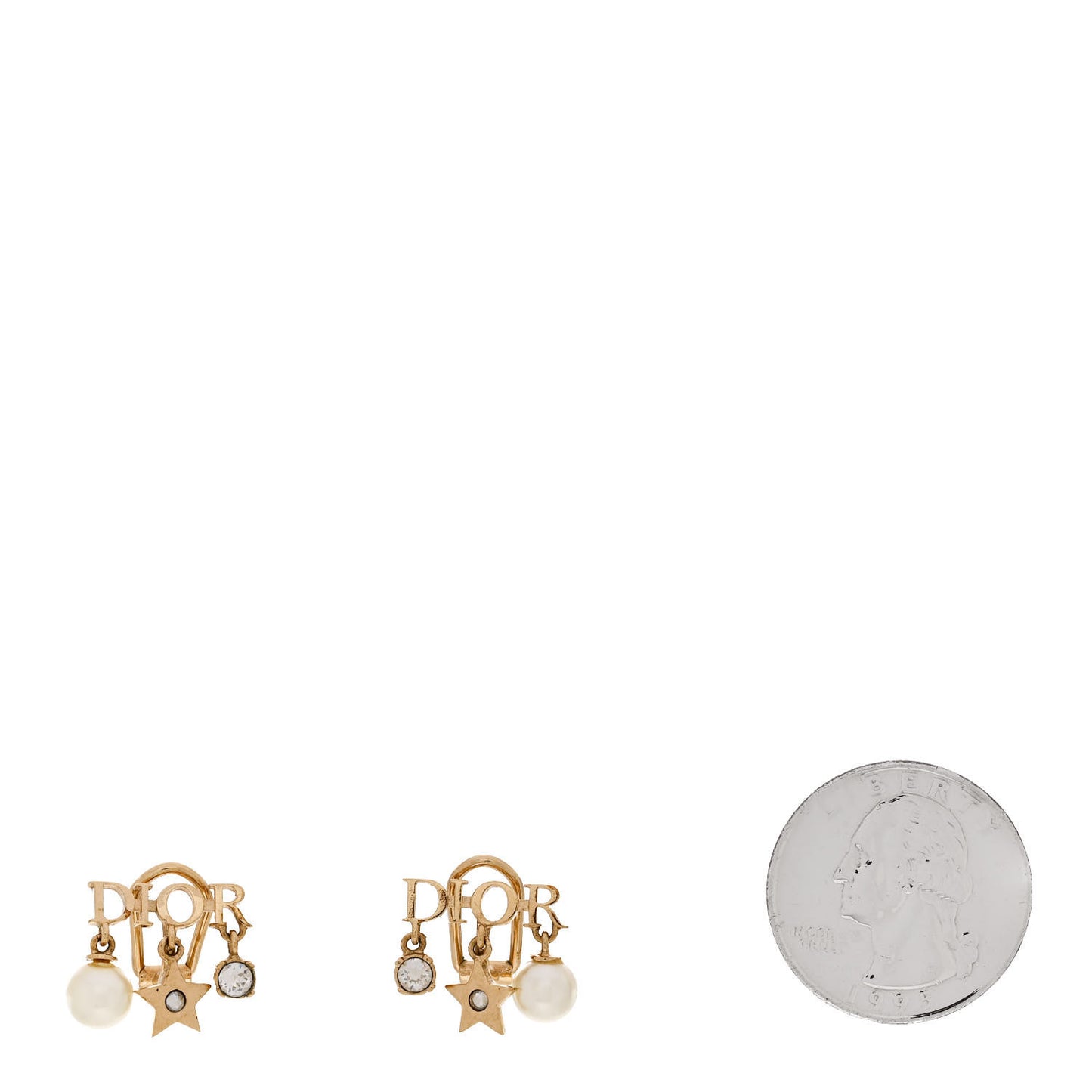 Pearl Crystal Dio(r)evolution Star Clip On Earrings Gold