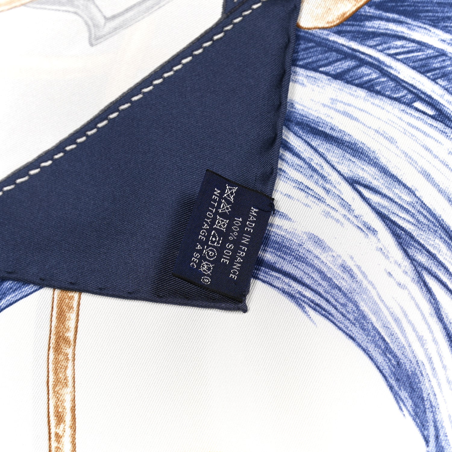 Hermes Silk Projets Carres Au Crayon Scarf 90 Bleu Marine White Indigo 2 of 5
