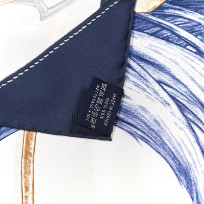 Hermes Silk Projets Carres Au Crayon Scarf 90 Bleu Marine White Indigo 2 of 5