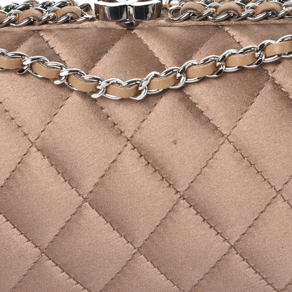 Chanel Satin Quilted Chain Around Clutch Beige 8 of 9