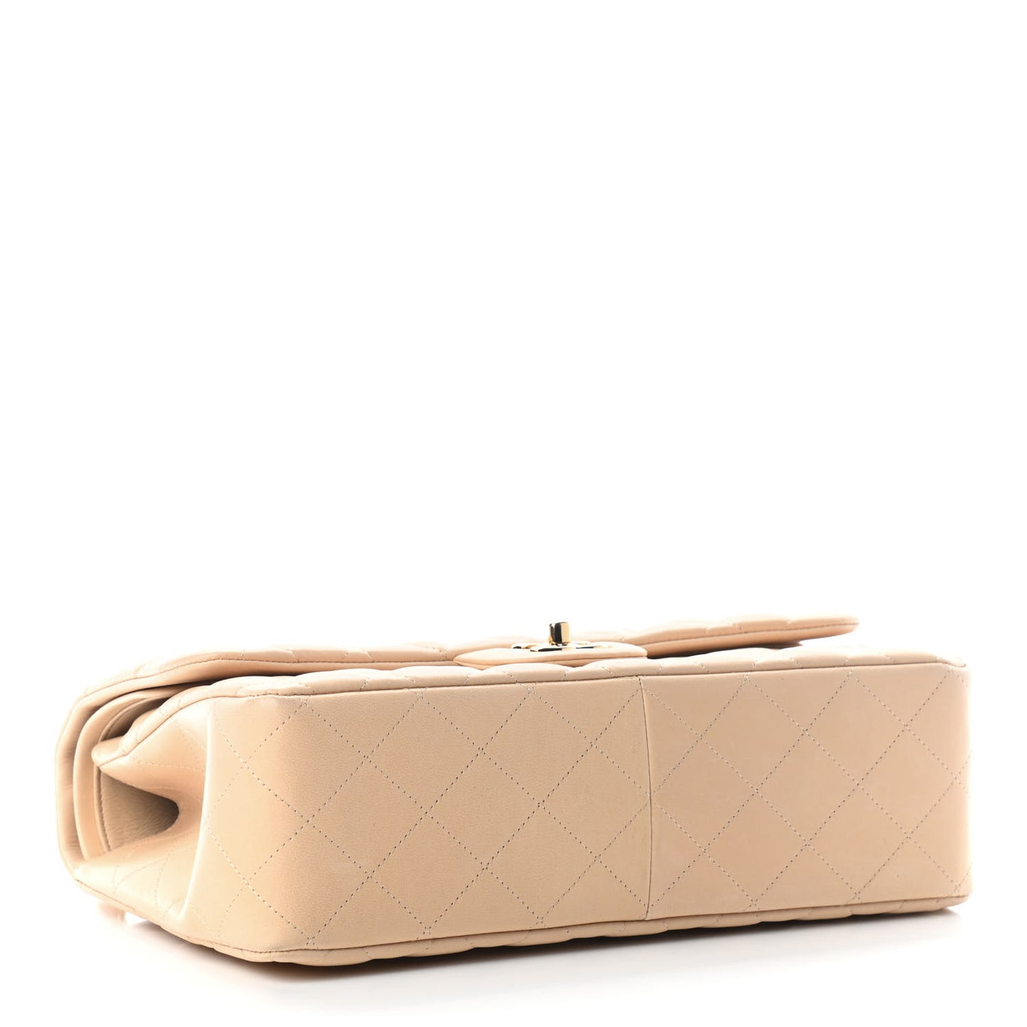 Lambskin Quilted Jumbo Double Flap Beige Clair