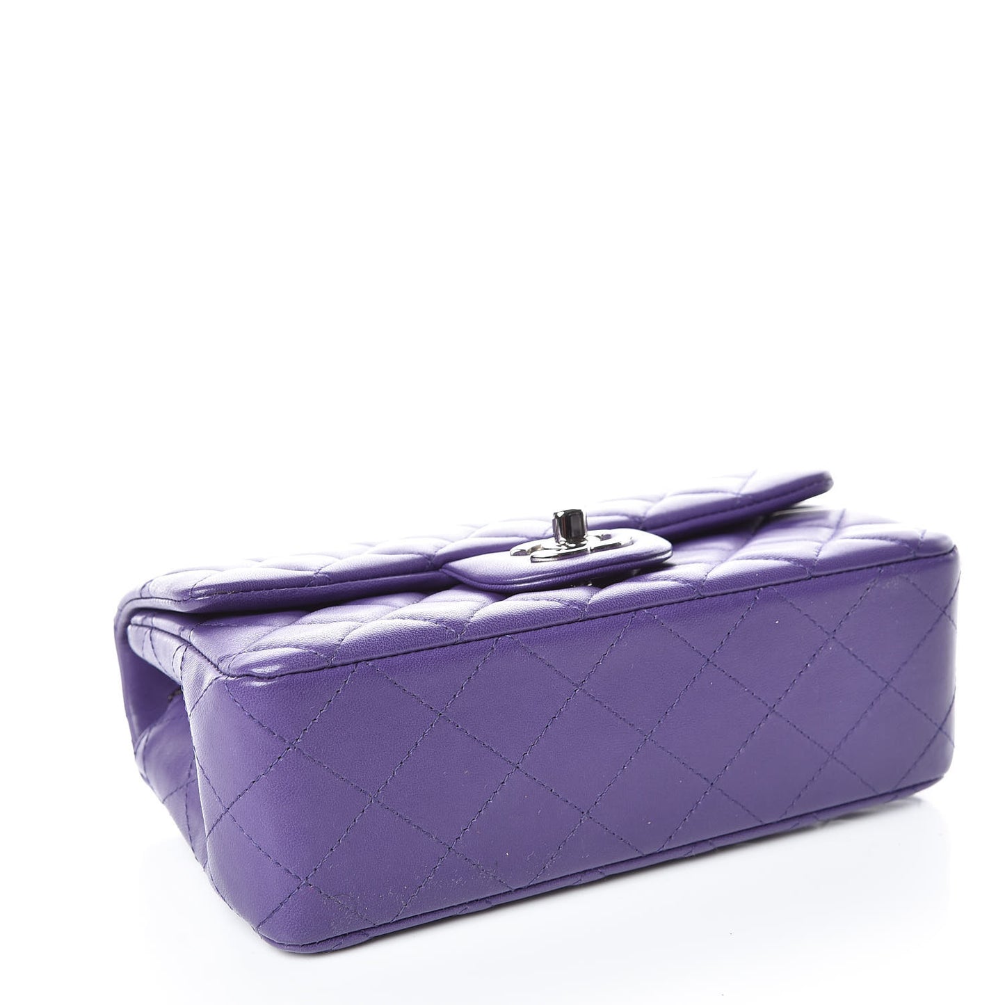 Lambskin Quilted Mini Rectangular Flap Purple