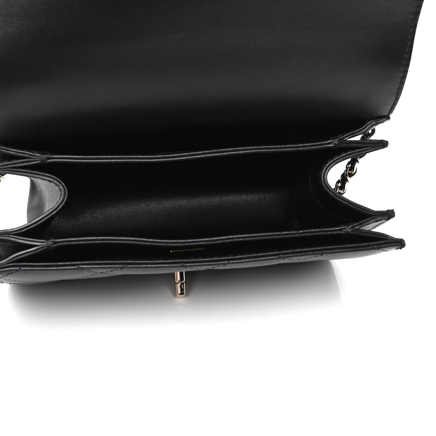 Calfskin Quilted Small Top Handle Flap Black