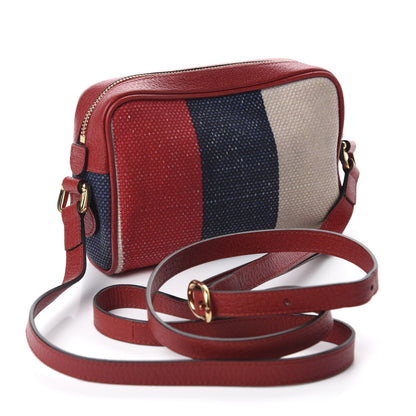 Gucci Canvas Sylvie Stripe Mini Ophidia Camera Bag Mystic White Hibiscus Red Maritime 2 of 9