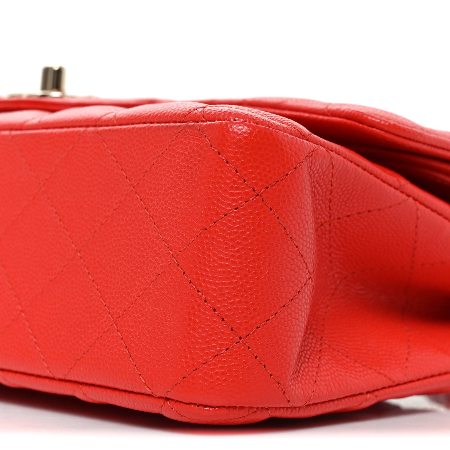 Caviar Quilted Medium Double Flap Red
