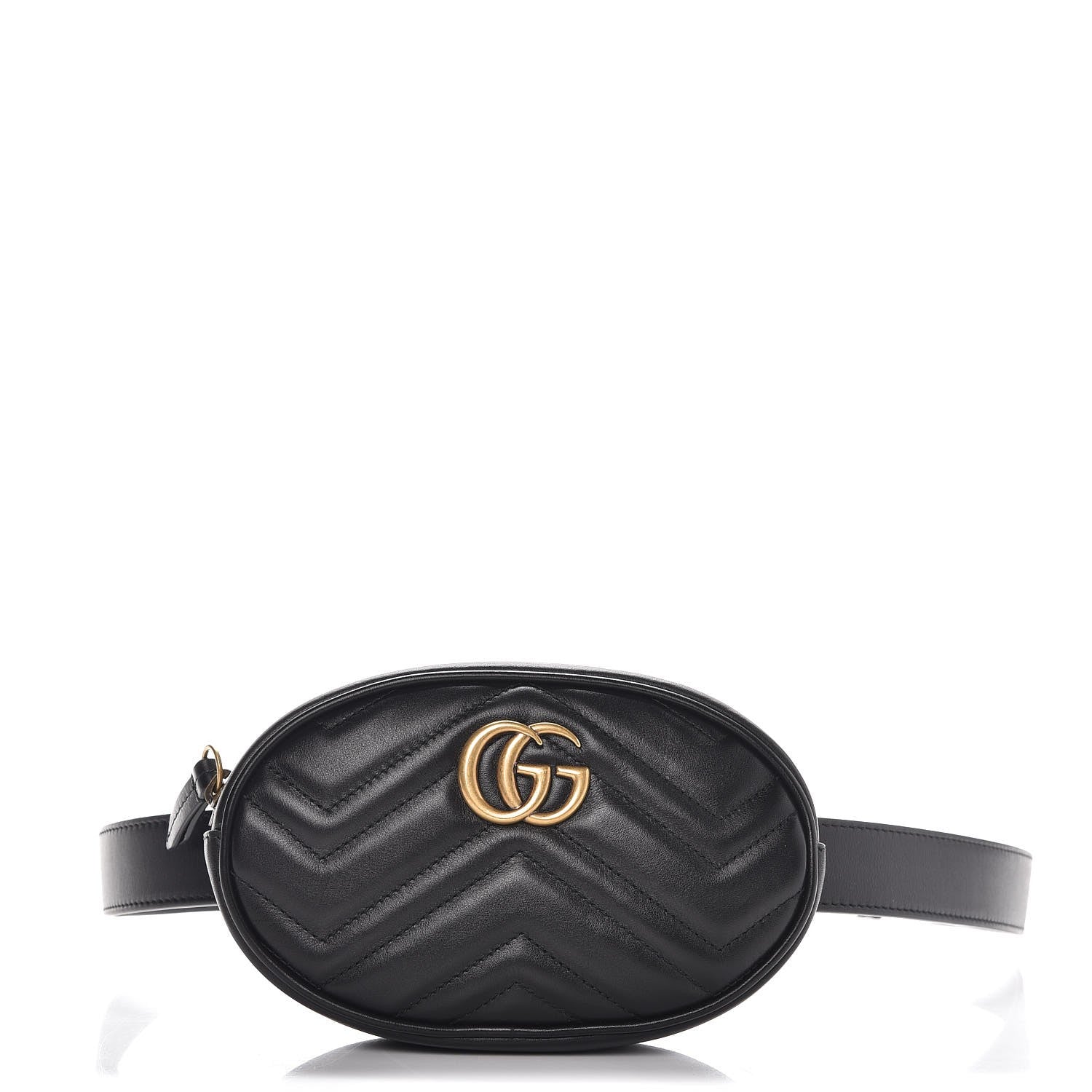 Gucci Calfskin Matelasse GG Marmont Belt Bag 95 38 Black 1 of 7