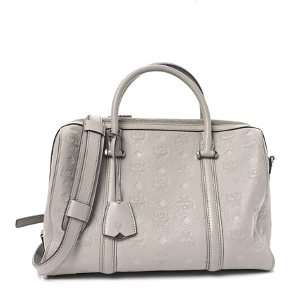 MCM Calfskin Ottomar Monogram Essential Boston Bag Dove 1 of 9
