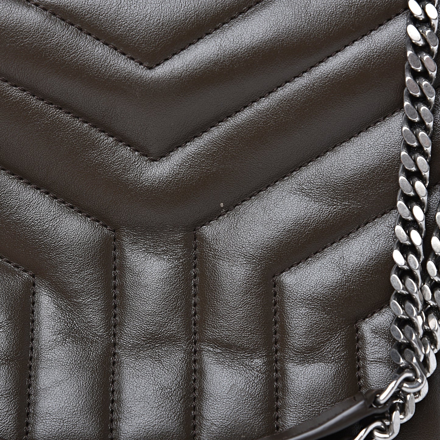Calfskin Y Quilted Monogram Medium Loulou Monogram Chain Satchel Kaki Fonce