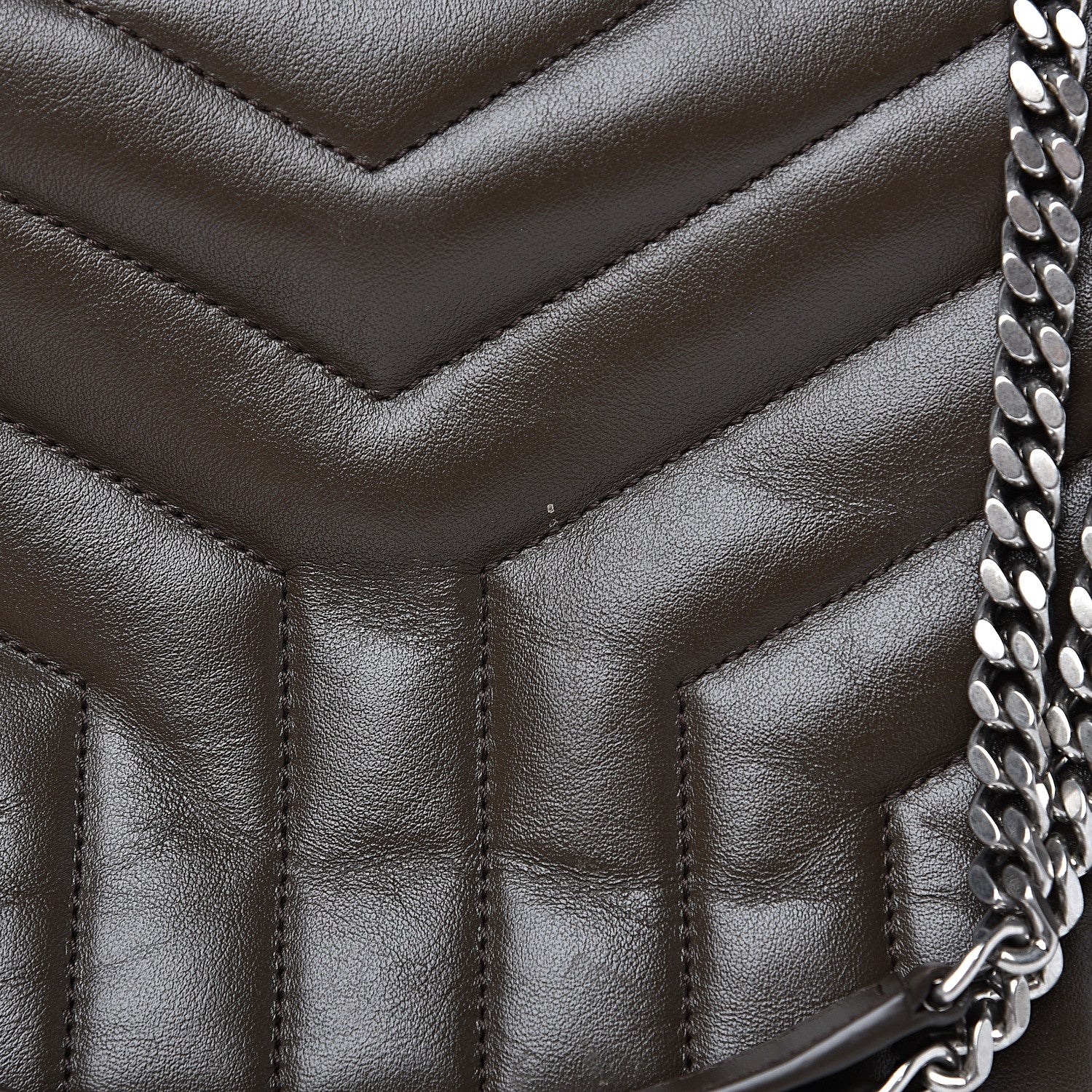 Saint Laurent Calfskin Y Quilted Monogram Medium Loulou Monogram Chain Satchel Kaki Fonce 11 of 11