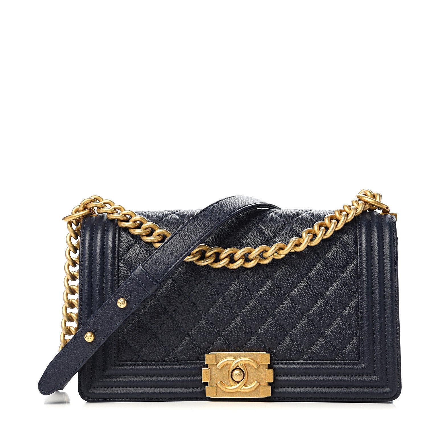 Chanel Caviar Quilted Medium Boy Flap Dark Blue 1 of 10