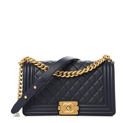 Chanel Caviar Quilted Medium Boy Flap Dark Blue 1 of 10