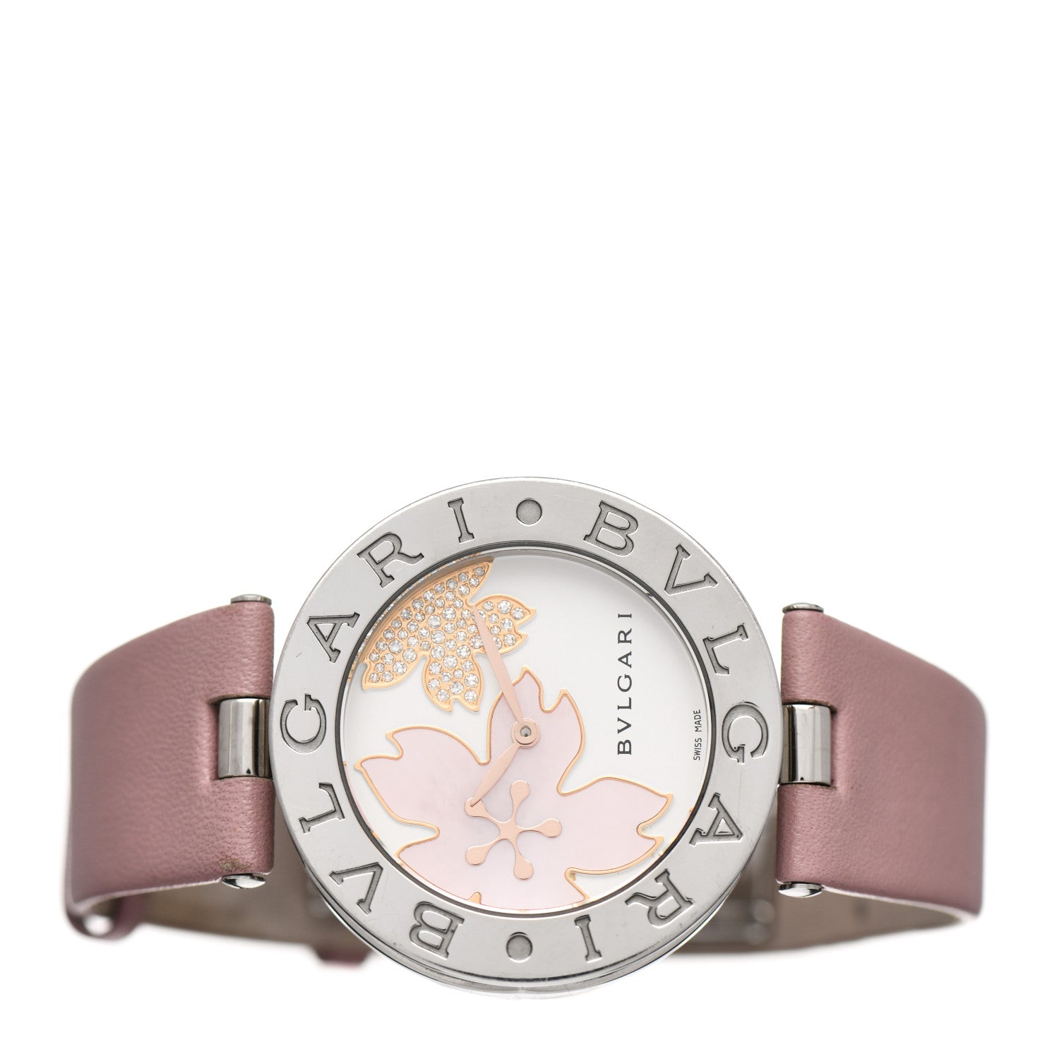 Bulgari Stainless Steel Calfskin Diamond Mother of Pearl 35mm B.zero1 Floral Quartz Watch 2 of 7