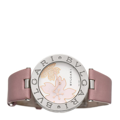 Bulgari Stainless Steel Calfskin Diamond Mother of Pearl 35mm B.zero1 Floral Quartz Watch 2 of 7