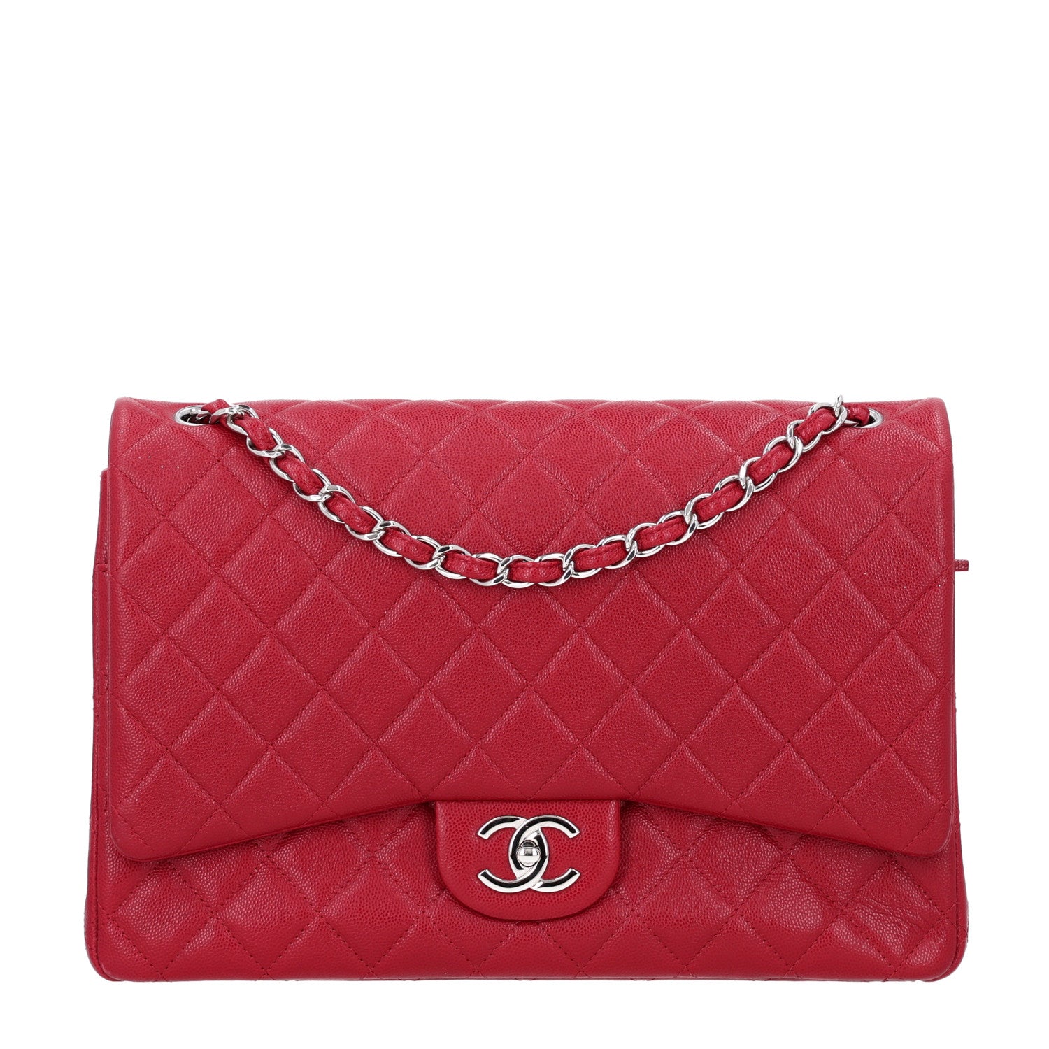 Chanel Caviar Quilted Maxi Double Flap Dark Red 1 of 10