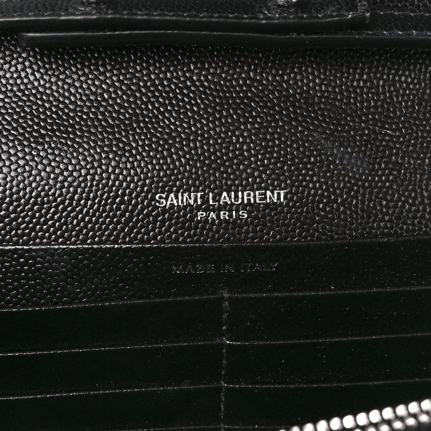 Saint Laurent Grain De Poudre Matelasse Chevron Monogram Chain Wallet Black 6 of 11