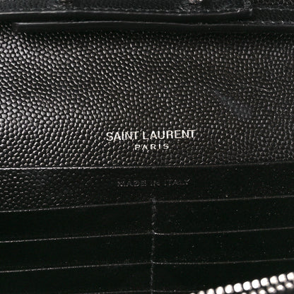 Saint Laurent Grain De Poudre Matelasse Chevron Monogram Chain Wallet Black 6 of 11