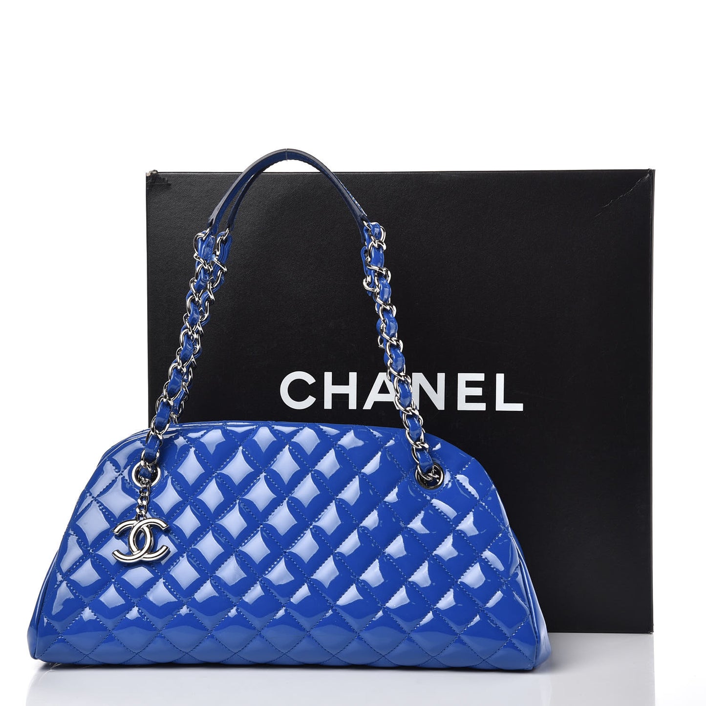 Patent Quilted Medium Just Mademoiselle Blue Fonce