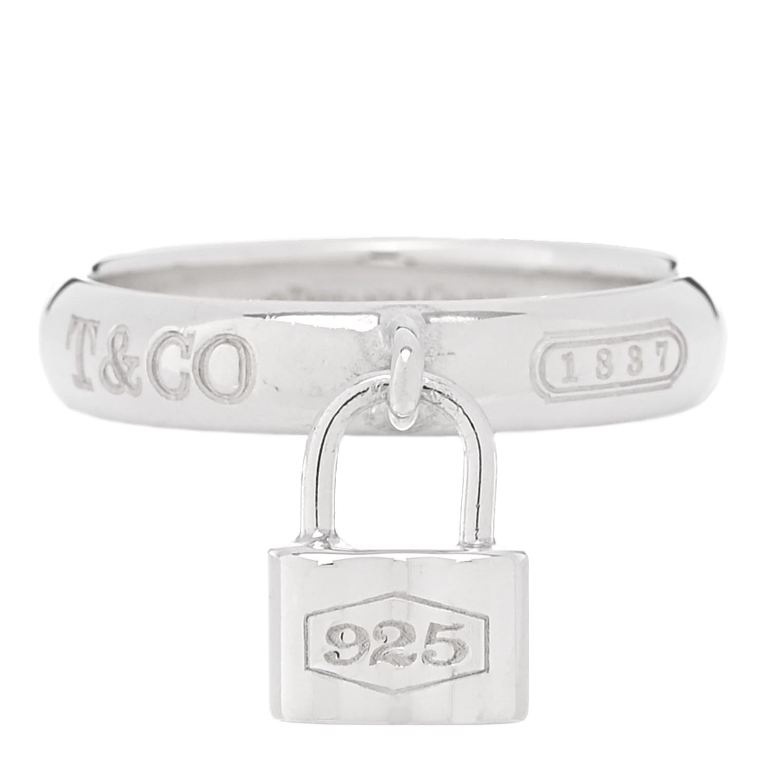 Tiffany Sterling Silver 1837 Lock Charm Ring 54 7 1826235