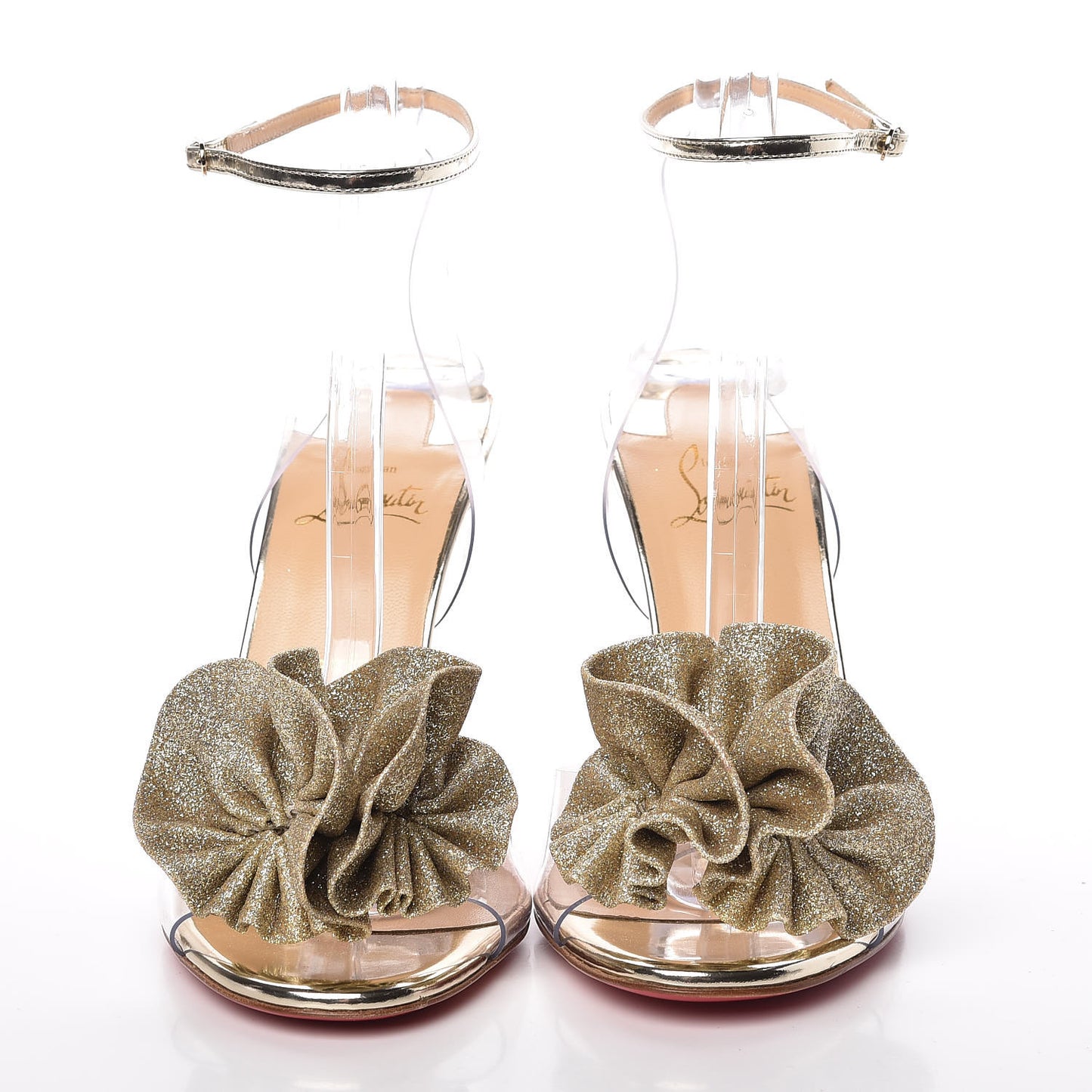Metallic Calfskin Glitter Tonic PVC Fossiliza 100 Sandals 39.5 Version Light Gold