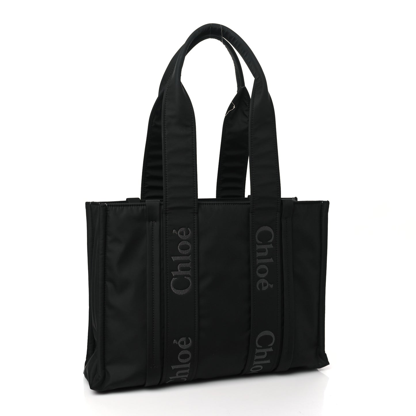 Recycled Nylon Medium Woody Ribbon Tote Black