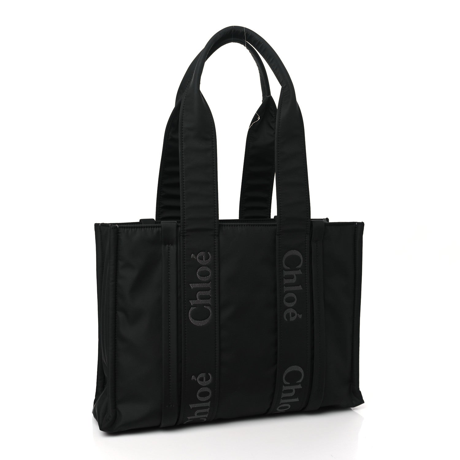 Chloe Recycled Nylon Medium Woody Ribbon Tote Black 3 of 12