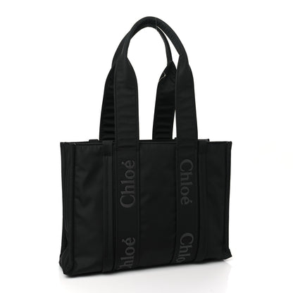 Chloe Recycled Nylon Medium Woody Ribbon Tote Black 3 of 12