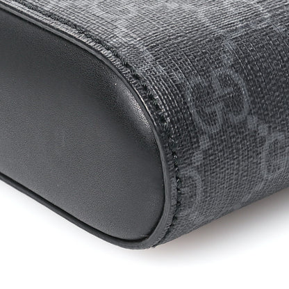 Gucci GG Supreme Monogram Appia Calfskin Web Flat Messenger Bag Black Grey 9 of 11