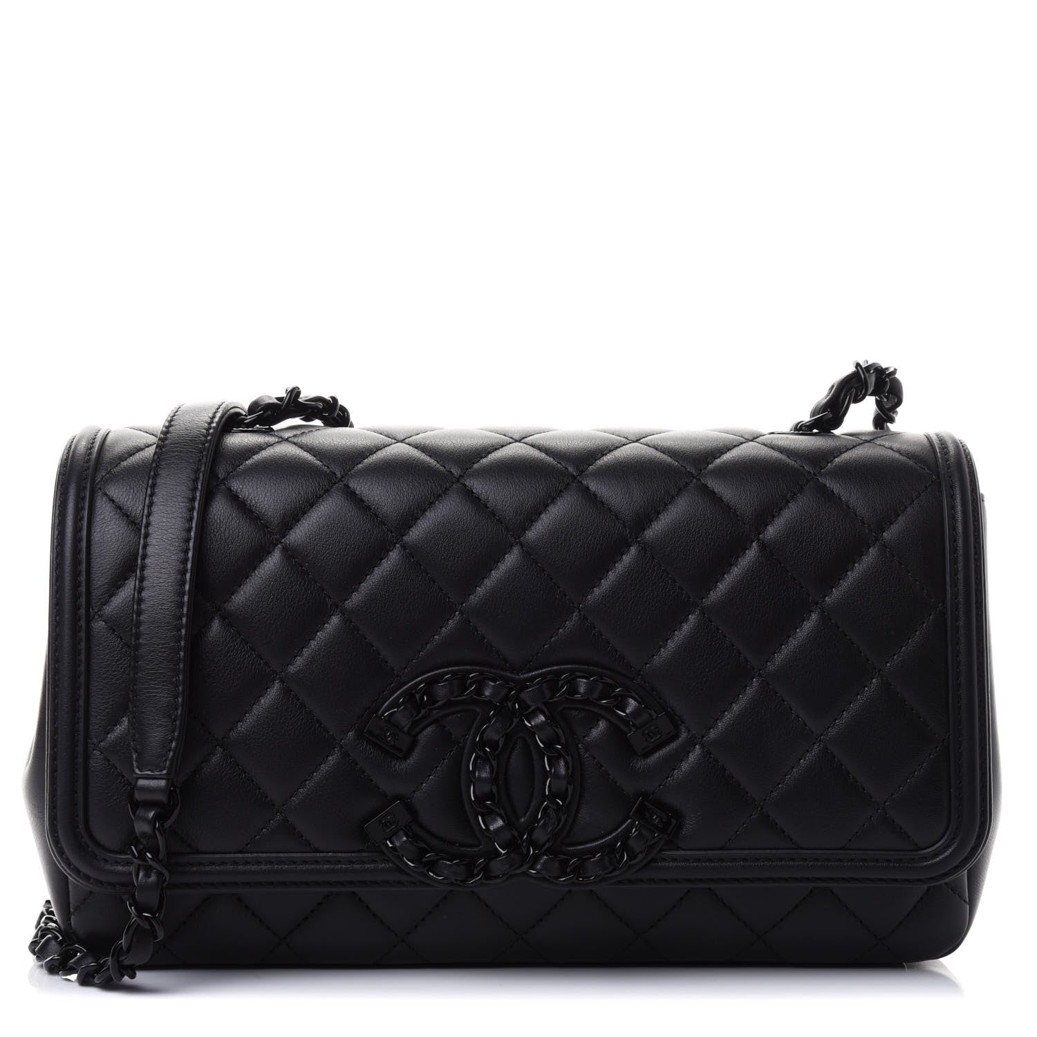 Chanel Calfskin Quilted Medium CC Filigree Flap Black 1 of 4
