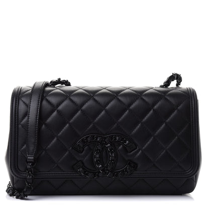 Chanel Calfskin Quilted Medium CC Filigree Flap Black 1 of 4