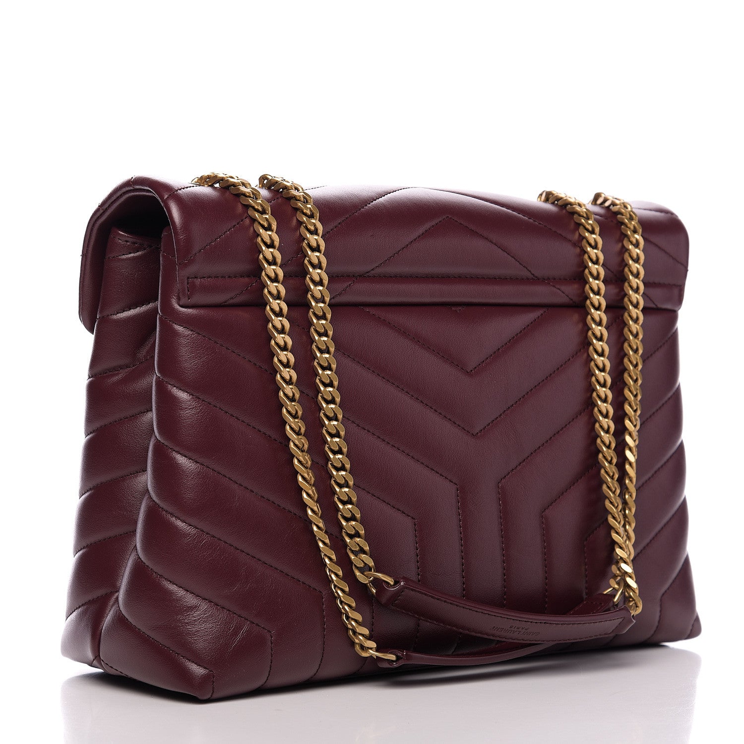 Saint Laurent Calfskin Y Quilted Monogram Medium Loulou Chain Satchel Rouge Legion 2 of 9