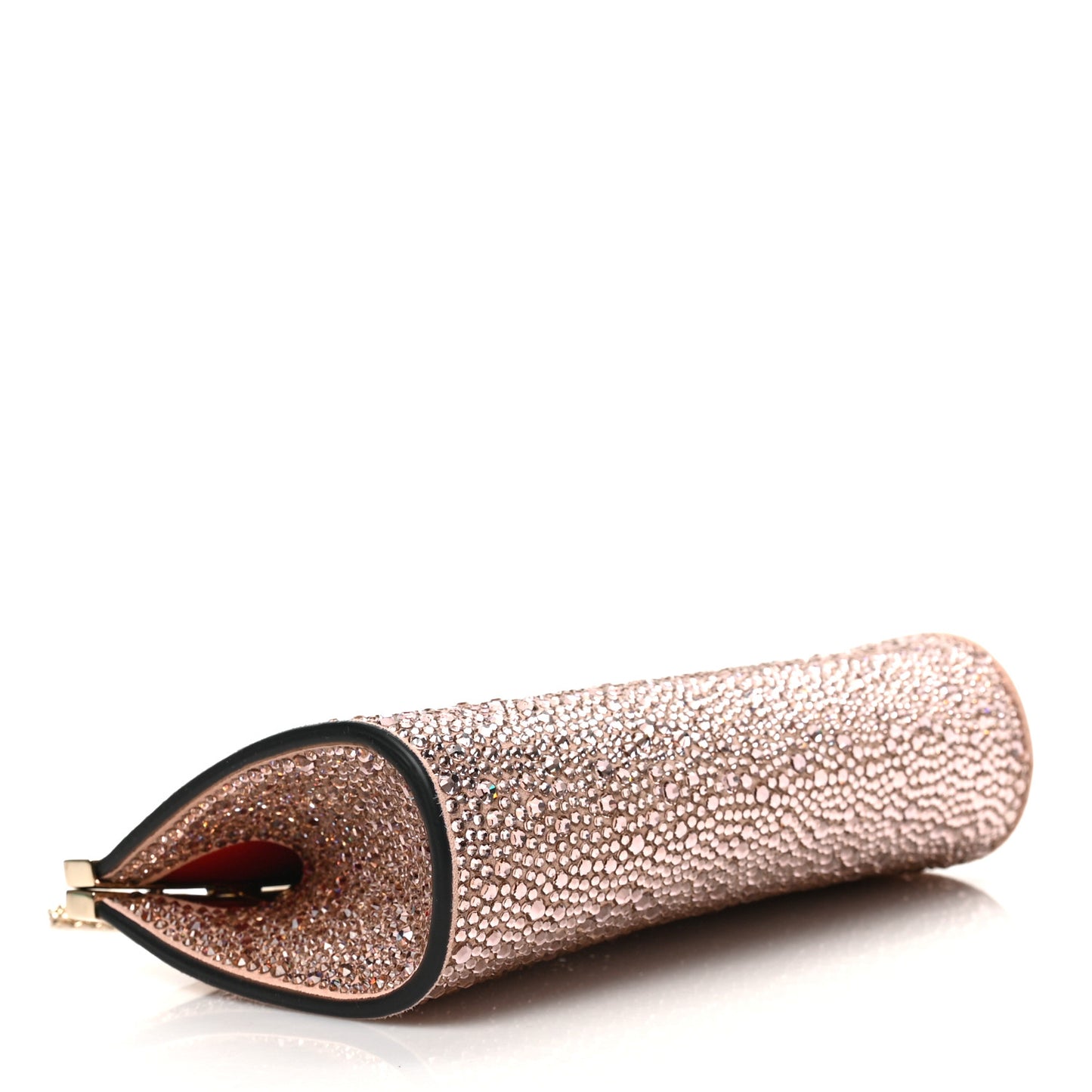 Suede Crystal Strass Small Palmette Clutch Pink Vintage Rose